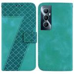 For Realme C65 4G Seven-shaped Embossed Leather Phone Case(Green)