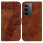 For Realme C75 Seven-shaped Embossed Leather Phone Case(Brown)