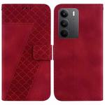 For Realme C75 Seven-shaped Embossed Leather Phone Case(Red)