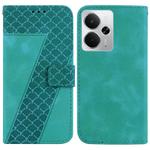 For Realme 14 Seven-shaped Embossed Leather Phone Case(Green)
