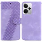 For Realme 14 Seven-shaped Embossed Leather Phone Case(Purple)