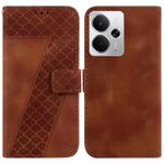 For Realme 14 Seven-shaped Embossed Leather Phone Case(Brown)