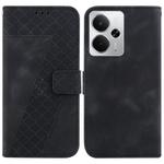 For Realme 14 Seven-shaped Embossed Leather Phone Case(Black)