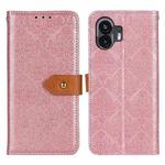 For Nothing Phone 2 European Floral Embossed Leather Phone Case(Pink)