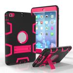 For iPad Mini 5 / 4 Shockproof PC + Silicone Protective Case，with Holder(Black Rose)