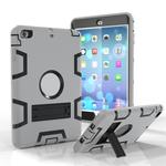 For iPad Mini 5 / 4 Shockproof PC + Silicone Protective Case，with Holder(Gray Black)