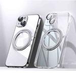For iPhone 14 Electroplated 360 Degree Bracket MagSafe Magnetic Phone Case(Transparent)