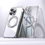 For iPhone 14 Pro Max Electroplated 360 Degree Bracket MagSafe Magnetic Phone Case(Transparent)