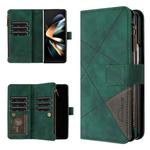 For Samsung Galaxy Z Fold4 Rhombus Texture Zipper Wallet Leather Phone Case(Green)