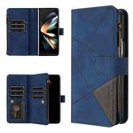 For Samsung Galaxy Z Fold6 Rhombus Texture Zipper Wallet Leather Phone Case(Blue)