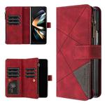 For Samsung Galaxy Z Fold6 Rhombus Texture Zipper Wallet Leather Phone Case(Red)