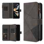For Samsung Galaxy Z Fold7 Rhombus Texture Zipper Wallet Leather Phone Case(Grey)