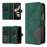 For Samsung Galaxy Z Fold7 Rhombus Texture Zipper Wallet Leather Phone Case(Green)