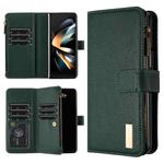 For Samsung Galaxy Z Fold4 Litchi Texture Zipper Wallet Leather Phone Case(Green)