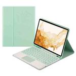 For Samsung Galaxy Tab S8+ / S7 FE / S7+ Round Cap Bluetooth Keyboard Leather Case with Pen Slot & Touchpad(Green)