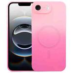 For iPhone 16e Liquid TPU Silicone Gradient MagSafe Phone Case(Pink Red)