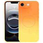 For iPhone 16e Liquid TPU Silicone Gradient MagSafe Phone Case(Orange Yellow)