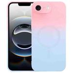 For iPhone 16e Liquid TPU Silicone Gradient MagSafe Phone Case(Pink Blue)