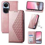 For OPPO Reno10 Global / Reno10 Pro Global Cubic Grid Calf Texture Magnetic Leather Phone Case(Rose Gold)