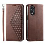 For OPPO A38 4G Cubic Grid Calf Texture Magnetic Leather Phone Case(Brown)