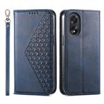 For OPPO A38 4G Cubic Grid Calf Texture Magnetic Leather Phone Case(Blue)