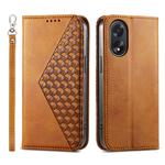 For OPPO A38 4G Cubic Grid Calf Texture Magnetic Leather Phone Case(Yellow)