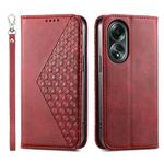 For OPPO A58 4G Cubic Grid Calf Texture Magnetic Leather Phone Case(Red)