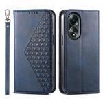 For OPPO A58 4G Cubic Grid Calf Texture Magnetic Leather Phone Case(Blue)