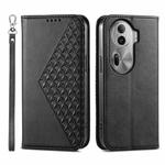 For OPPO Reno11 Pro China Cubic Grid Calf Texture Magnetic Leather Phone Case(Black)