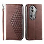 For OPPO Reno11 Pro China Cubic Grid Calf Texture Magnetic Leather Phone Case(Brown)