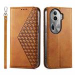 For OPPO Reno11 Pro China Cubic Grid Calf Texture Magnetic Leather Phone Case(Yellow)