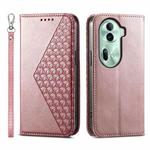 For OPPO Reno11 China Cubic Grid Calf Texture Magnetic Leather Phone Case(Rose Gold)