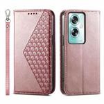 For OPPO A79 5G Cubic Grid Calf Texture Magnetic Leather Phone Case(Rose Gold)