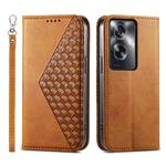 For OPPO A2 Cubic Grid Calf Texture Magnetic Leather Phone Case(Yellow)