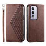 For OPPO A3 Pro 5G Cubic Grid Calf Texture Magnetic Leather Phone Case(Brown)