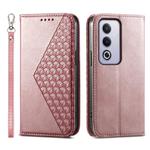 For OPPO A3 Pro 5G Cubic Grid Calf Texture Magnetic Leather Phone Case(Rose Gold)