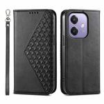 For OPPO A3 4G / 5G / A3X 4G / 5G India Cubic Grid Calf Texture Magnetic Leather Phone Case(Black)