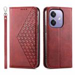 For OPPO A3 4G / 5G / A3X 4G / 5G India Cubic Grid Calf Texture Magnetic Leather Phone Case(Red)