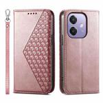 For OPPO A3 4G / 5G / A3X 4G / 5G India Cubic Grid Calf Texture Magnetic Leather Phone Case(Rose Gold)