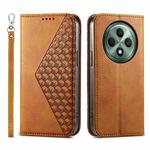 For OPPO Reno12 F 4G / 5G / F27 India Cubic Grid Calf Texture Magnetic Leather Phone Case(Yellow)