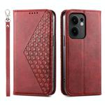 For OPPO Reno13 F 4G / 5G Cubic Grid Calf Texture Magnetic Leather Phone Case(Red)