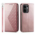 For OPPO Reno13 F 4G / 5G Cubic Grid Calf Texture Magnetic Leather Phone Case(Rose Gold)