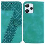 For Xiaomi Redmi 12 7-shaped Embossed Leather Phone Case(Green)