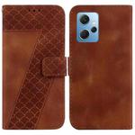 For Xiaomi Redmi Note 12 4G Global 7-shaped Embossed Leather Phone Case(Brown)