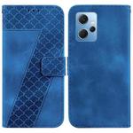 For Xiaomi Redmi Note 12 4G Global 7-shaped Embossed Leather Phone Case(Blue)