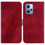 For Xiaomi Redmi Note 12 4G Global 7-shaped Embossed Leather Phone Case(Red)