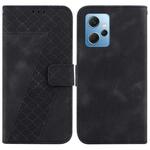 For Xiaomi Redmi Note 12 4G Global 7-shaped Embossed Leather Phone Case(Black)