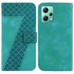 For Xiaomi Redmi Note 12 5G China/Global/Poco X5 7-shaped Embossed Leather Phone Case(Green)