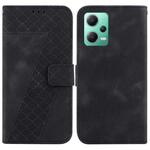 For Xiaomi Redmi Note 12 5G China/Global/Poco X5 7-shaped Embossed Leather Phone Case(Black)