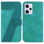 For Xiaomi Redmi Note 12 Pro 5G Global/Poco X5 Pro 7-shaped Embossed Leather Phone Case(Green)